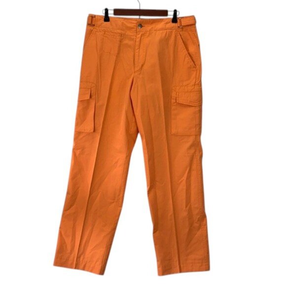 Zegna Sport Cargo Pants Mens 34W Orange Cotton Casual Utility Workwear Trousers - Picture 1 of 15
